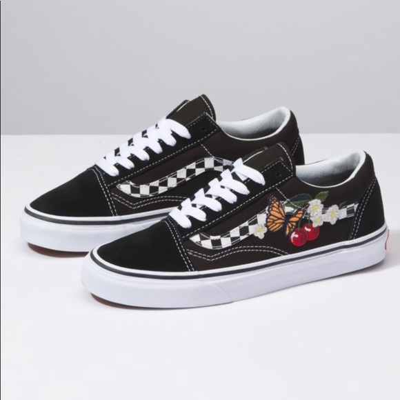 floral checkered vans